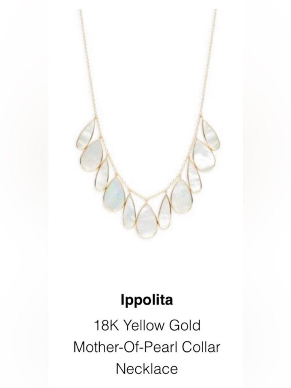 Ippolita 18K Yellow Gold Mother of Pearl Collar Necklace NWOT Rare